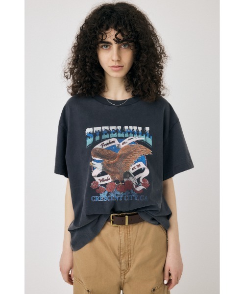 MOUSSY（マウジー）の「CA MOTORSHOP Tシャツ（Tシャツ/カットソー・レディース・ライトピンク/オフホワイト/ライトブラック・1/2）」の9枚目の写真