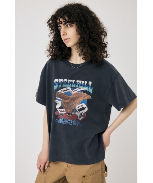 MOUSSY（マウジー）の「CA MOTORSHOP Tシャツ（Tシャツ/カットソー・レディース・ライトピンク/オフホワイト/ライトブラック・1/2）」の10枚目の写真