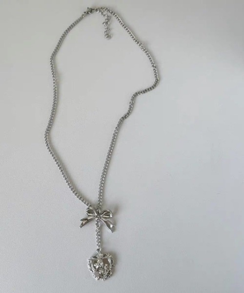 UP START（アップスタート）の「【LAMPOON】エンジェルハートリボンネックレス（ネックレス・レディース・シルバー・FREE）」の3枚目の写真