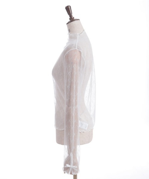 axes femme（アクシーズファム）の「リボンチュールシアーインナー（Tシャツ/カットソー・レディース・ブラック/ホワイト・FREE）」の5枚目の写真