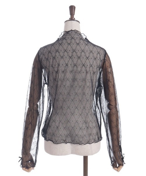 axes femme（アクシーズファム）の「リボンチュールシアーインナー（Tシャツ/カットソー・レディース・ブラック/ホワイト・FREE）」の9枚目の写真