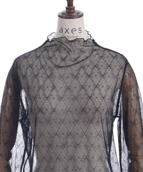 axes femme（アクシーズファム）の「リボンチュールシアーインナー（Tシャツ/カットソー・レディース・ブラック/ホワイト・FREE）」の10枚目の写真