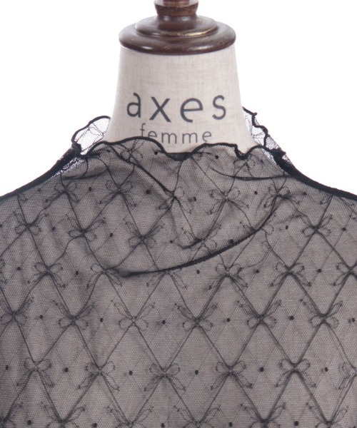 axes femme（アクシーズファム）の「リボンチュールシアーインナー（Tシャツ/カットソー・レディース・ブラック/ホワイト・FREE）」の12枚目の写真