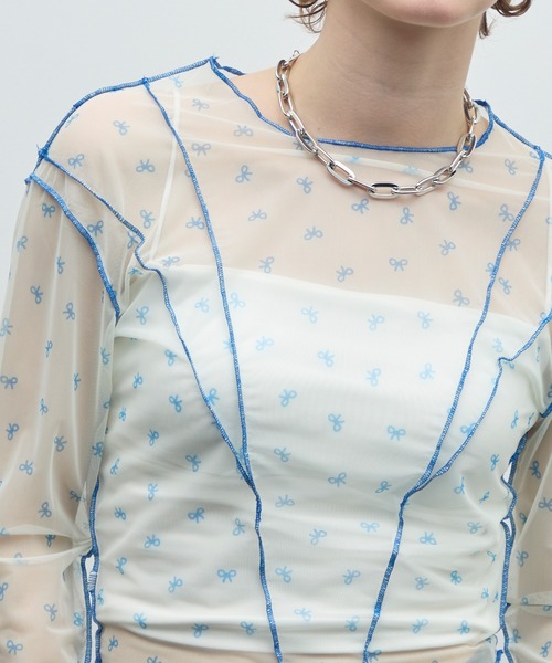 uyu.（ウユ）の「リボンメローシアートップス（Tシャツ/カットソー・レディース・ブルー/レッド・FREE）」の4枚目の写真