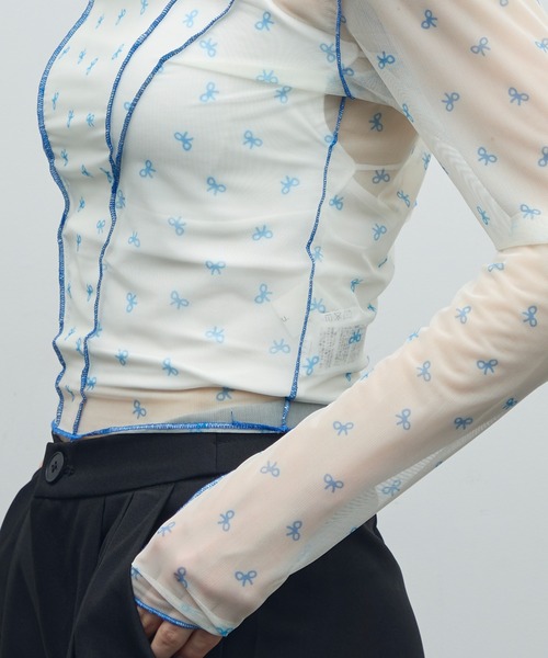 uyu.（ウユ）の「リボンメローシアートップス（Tシャツ/カットソー・レディース・ブルー/レッド・FREE）」の3枚目の写真