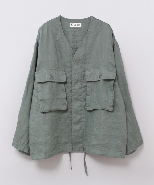 RNA-N(アールエヌエーエヌ)の「B2880 リネンワークシャツジャケット(ノーカラージャケット・レディース・ブラック/キナリ/グリーン・FREE)」の8枚目の写真