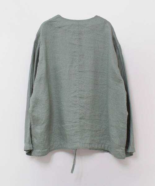 RNA-N(アールエヌエーエヌ)の「B2880 リネンワークシャツジャケット(ノーカラージャケット・レディース・ブラック/キナリ/グリーン・FREE)」の9枚目の写真