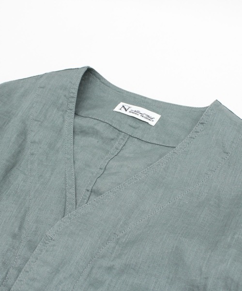 RNA-N(アールエヌエーエヌ)の「B2880 リネンワークシャツジャケット(ノーカラージャケット・レディース・ブラック/キナリ/グリーン・FREE)」の16枚目の写真