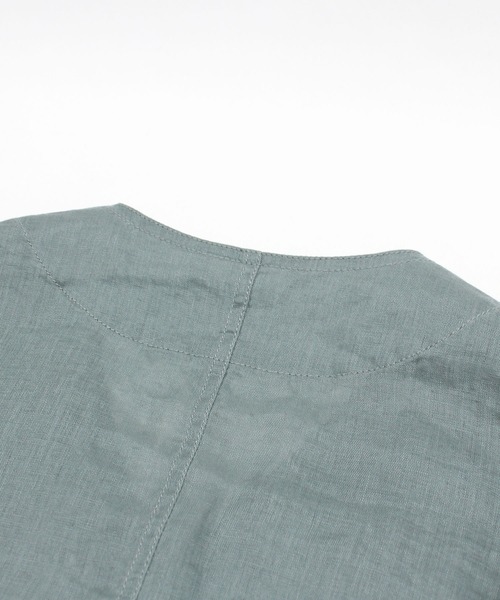 RNA-N(アールエヌエーエヌ)の「B2880 リネンワークシャツジャケット(ノーカラージャケット・レディース・ブラック/キナリ/グリーン・FREE)」の21枚目の写真