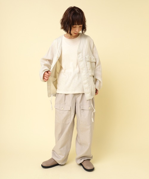 RNA-N(アールエヌエーエヌ)の「B2880 リネンワークシャツジャケット(ノーカラージャケット・レディース・ブラック/キナリ/グリーン・FREE)」の10枚目の写真