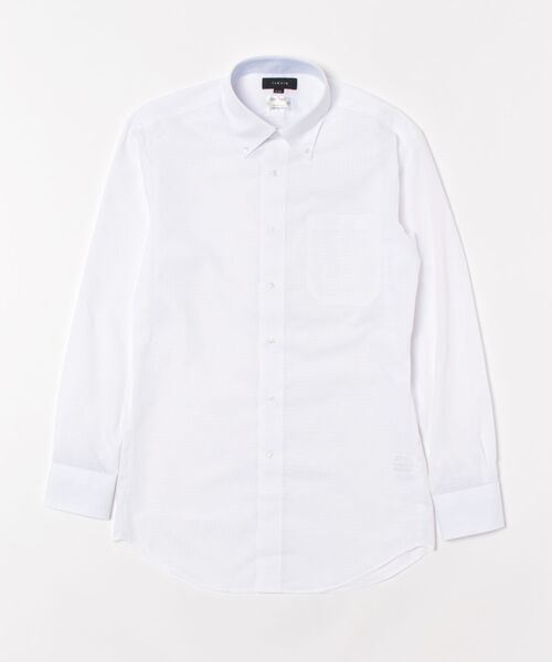 TAKA-Q（タカキュー）の「【形態安定 吸水速乾】タカキュー ボタンダウン ビジネスドレス 長袖シャツ（ビジネスシャツ・メンズ・ホワイト・首回り37cm-裄丈80cm/首回り39cm-裄丈80cm/首回り39cm-裄丈84cm/首回り41cm-裄丈82cm/首回り41cm-裄丈86cm/首回り43cm-裄丈82cm/首回り43cm-裄丈86cm/首回り45cm-裄丈86cm）」の2枚目の写真