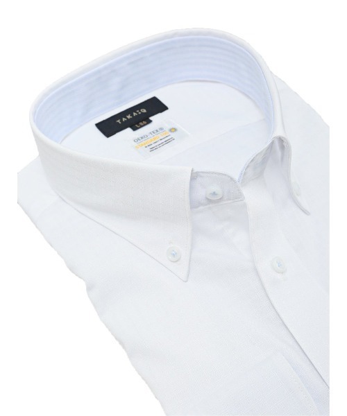 TAKA-Q（タカキュー）の「【形態安定 吸水速乾】タカキュー ボタンダウン ビジネスドレス 長袖シャツ（ビジネスシャツ・メンズ・ホワイト・首回り37cm-裄丈80cm/首回り39cm-裄丈80cm/首回り39cm-裄丈84cm/首回り41cm-裄丈82cm/首回り41cm-裄丈86cm/首回り43cm-裄丈82cm/首回り43cm-裄丈86cm/首回り45cm-裄丈86cm）」の6枚目の写真