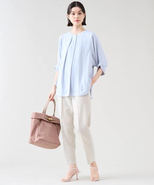 Tiara（ティアラ）の「ベルテッドハイウエストテーパードパンツ（セットアップ可）（スラックス・レディース・ベージュ/マスタード/ネイビー・2/3）」の10枚目の写真