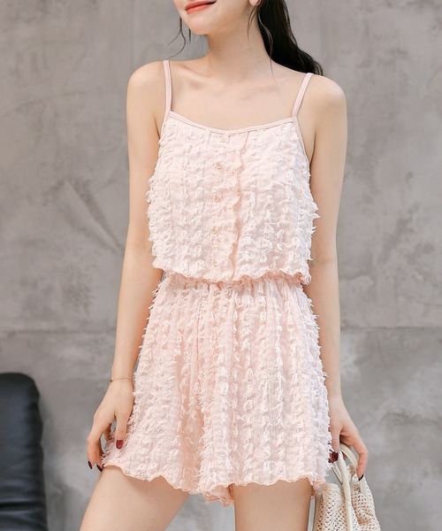 レディース水着クロップドフリンジキャミソールハイウエストビキニ+ショートパンツ上下3点セット