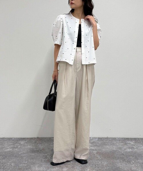 fredy emue（フレディエミュ）の「ドライタンブラーイージースラックスパンツ（スラックス・レディース・ベージュ/イエロー/ブラック・38/36/39）」の4枚目の写真