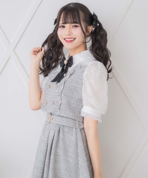 ROJITA(ロジータ)の「ダブルボタンレース切替ツイードワンピース(ワンピース・レディース・ブラック/ホワイト/グレー・FREE)」の22枚目の写真