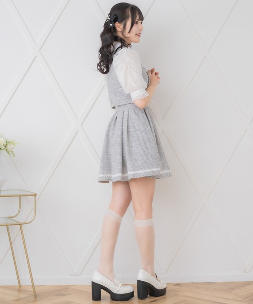 ROJITA(ロジータ)の「ダブルボタンレース切替ツイードワンピース(ワンピース・レディース・ブラック/ホワイト/グレー・FREE)」の10枚目の写真