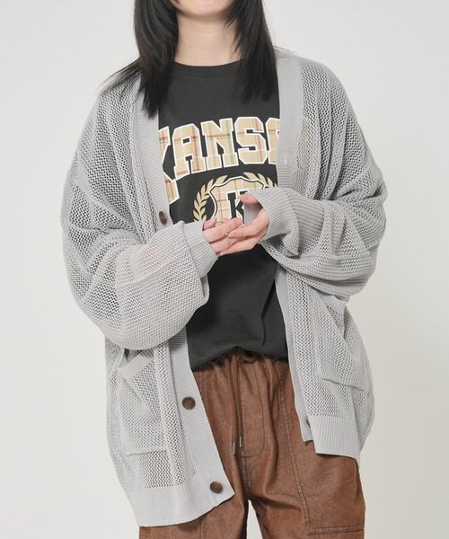 ROUGH TRADE(ラフトレード)の「メッシュカーディガン(M1)(カーディガン/ボレロ・メンズ・グリーン/ブラック/グレー・MEDIUM/LARGE/X-LARGE)」の2枚目の写真