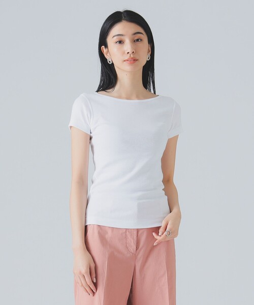 three dots（スリードッツ）の「three dots / Ginger ショートスリーブ Tシャツ（Tシャツ/カットソー・レディース・ホワイト/ブラック・SMALL/MEDIUM）」の6枚目の写真