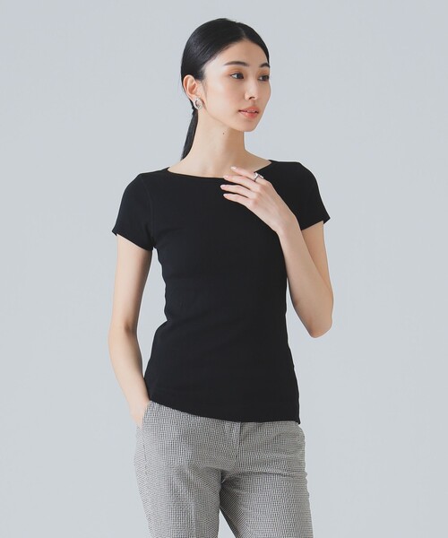 three dots（スリードッツ）の「three dots / Ginger ショートスリーブ Tシャツ（Tシャツ/カットソー・レディース・ホワイト/ブラック・SMALL/MEDIUM）」の11枚目の写真