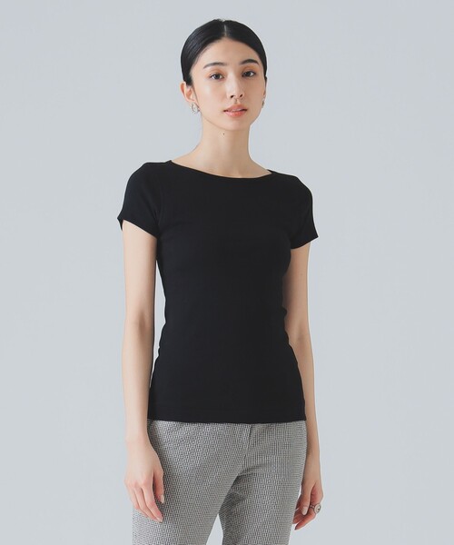 three dots（スリードッツ）の「three dots / Ginger ショートスリーブ Tシャツ（Tシャツ/カットソー・レディース・ホワイト/ブラック・SMALL/MEDIUM）」の12枚目の写真