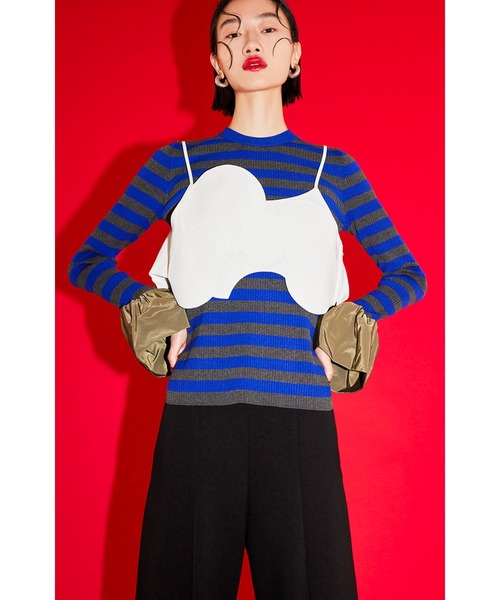 BALLOON CUFF BORDER KNIT TOP（ニット/セーター）｜OMMO（オーエム  