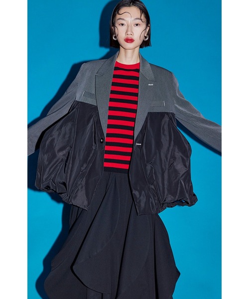 BALLOON CUFF BORDER KNIT TOP（ニット/セーター）｜OMMO（オーエム  