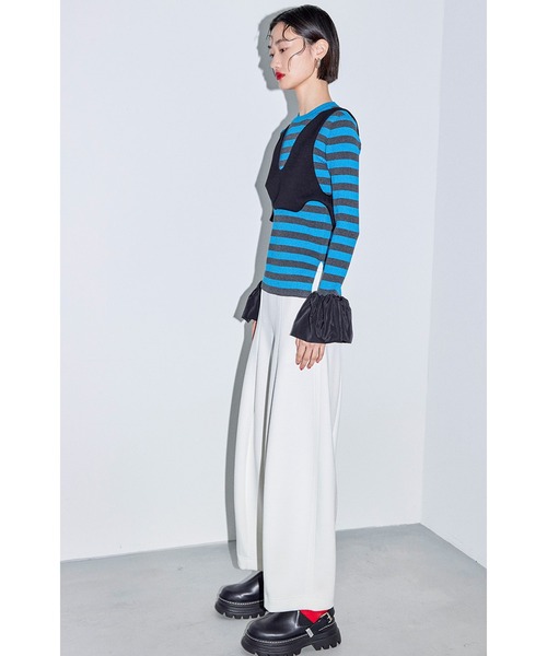 セール】BALLOON CUFF BORDER KNIT TOP（ニット/セーター）｜OMMO