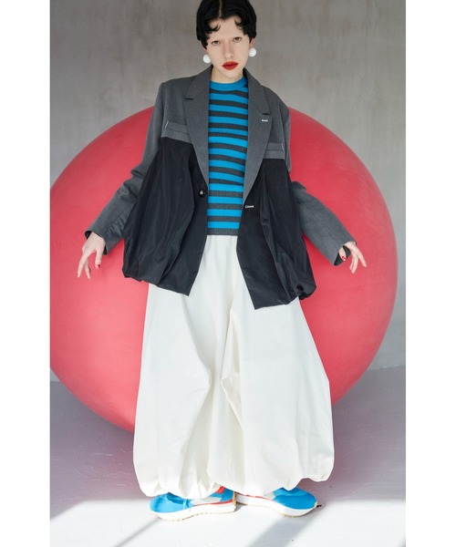 BALLOON CUFF BORDER KNIT TOP（ニット/セーター）｜OMMO（オーエム  