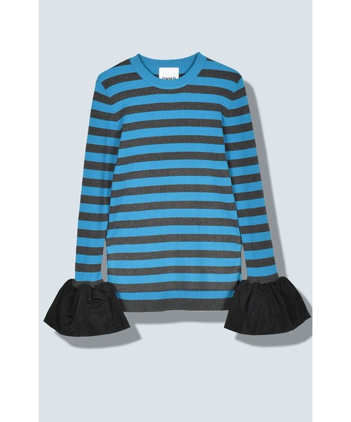 BALLOON CUFF BORDER KNIT TOP（ニット/セーター）｜OMMO（オーエム  