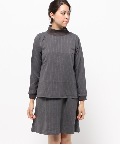 LBC(エルビーシー)の「レーヨンポリハイネックワンピース(ワンピース・レディース・ライトグレー/ダークグレー・MEDIUM/LARGE)」の1枚目の写真