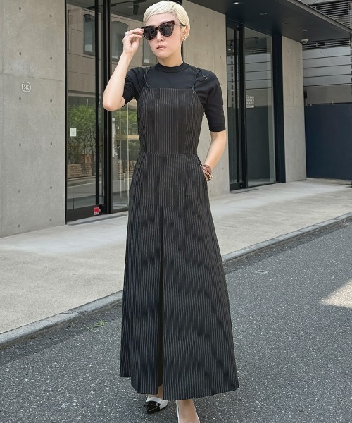 JENNE(ジェンヌ)の「肩紐リボンピンストライプサロペット(その他パンツ・レディース・ネイビー/ブラック/ホワイト・SMALL/MEDIUM/LARGE)」の3枚目の写真
