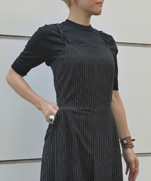 JENNE(ジェンヌ)の「肩紐リボンピンストライプサロペット(その他パンツ・レディース・ネイビー/ブラック/ホワイト・SMALL/MEDIUM/LARGE)」の7枚目の写真
