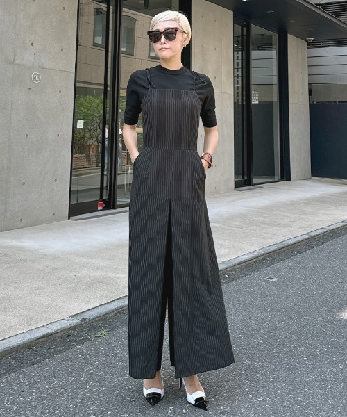 JENNE(ジェンヌ)の「肩紐リボンピンストライプサロペット(その他パンツ・レディース・ネイビー/ブラック/ホワイト・SMALL/MEDIUM/LARGE)」の9枚目の写真