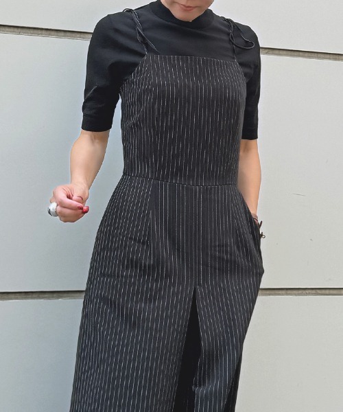 JENNE(ジェンヌ)の「肩紐リボンピンストライプサロペット(その他パンツ・レディース・ネイビー/ブラック/ホワイト・SMALL/MEDIUM/LARGE)」の12枚目の写真