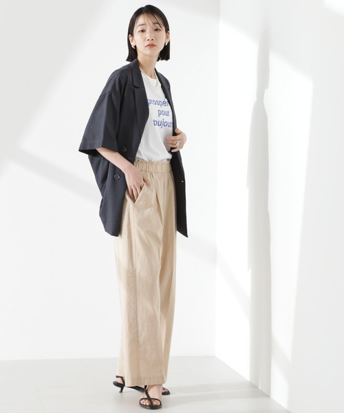 【セットアップ◎可愛い】Dior ショートスリーブ ジャケット セール】大人の抜け感を楽しむ。麻調シアードルマンショート