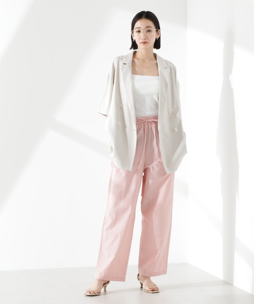 NANO universe（ナノユニバース）の「クリスピーツイルショートスリーブジャケット(セットアップ可)（テーラードジャケット・レディース・チャコール/グレー系その他4/モカ・FREE）」の13枚目の写真