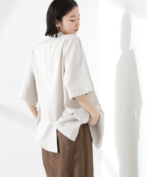 NANO universe（ナノユニバース）の「クリスピーツイルショートスリーブジャケット(セットアップ可)（テーラードジャケット・レディース・チャコール/グレー系その他4/モカ・FREE）」の16枚目の写真