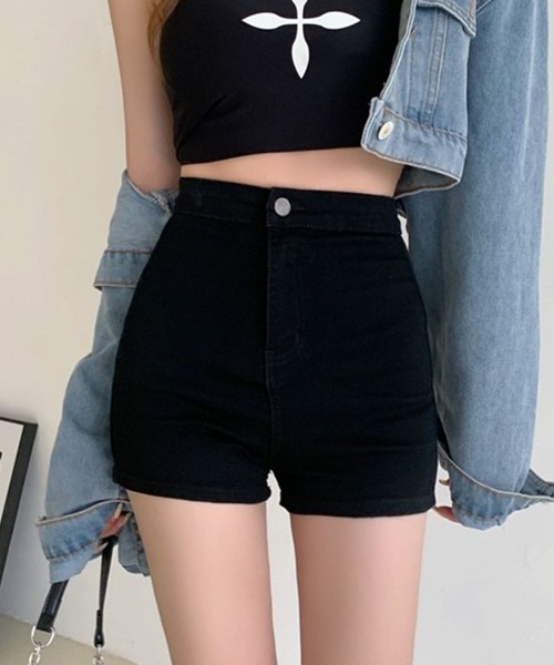 DiamondHearts(ダイヤモンドハーツ)の「ブラックハイウエストショートパンツ(その他パンツ・レディース・ブラック・MEDIUM/X-LARGE/LARGE)」の2枚目の写真