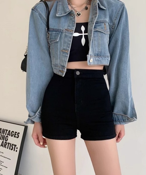 DiamondHearts(ダイヤモンドハーツ)の「ブラックハイウエストショートパンツ(その他パンツ・レディース・ブラック・MEDIUM/X-LARGE/LARGE)」の4枚目の写真