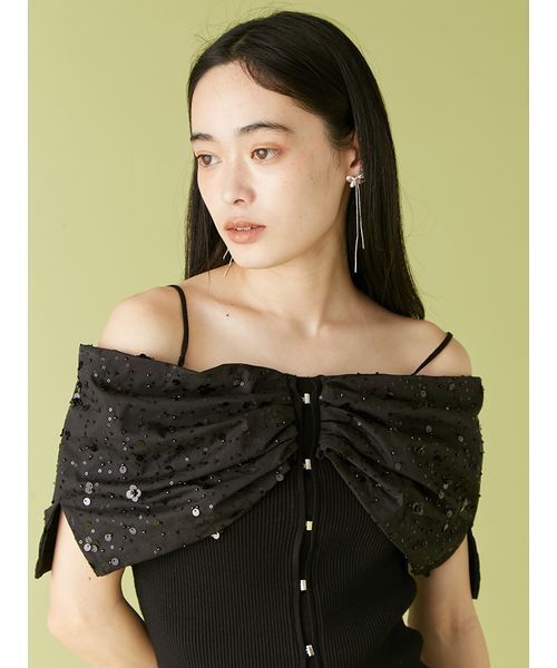 Lily Brown - リリーブラウン　LB CANDY STOCK ショルダービジューニットトップス L.B CANDY STOCK]BIGリボンビジューニットトップス（ニット
