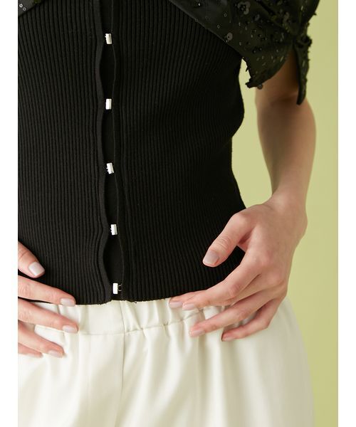 LILY BROWN（リリーブラウン）の「[L.B CANDY STOCK]BIGリボンビジューニットトップス（ニット/セーター・レディース・ブラック/ホワイト/ストライプ・FREE）」の15枚目の写真