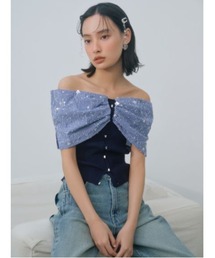 LILY BROWN | [L.B CANDY STOCK]BIGリボンビジューニットトップス(ニット/セーター)