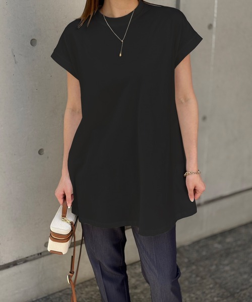 CIENA（シエナ）の「クールタッチクルーネックフレアープルオーバー（Tシャツ/カットソー・レディース・ホワイト/ブラック/チャコールグレー・FREE）」の2枚目の写真