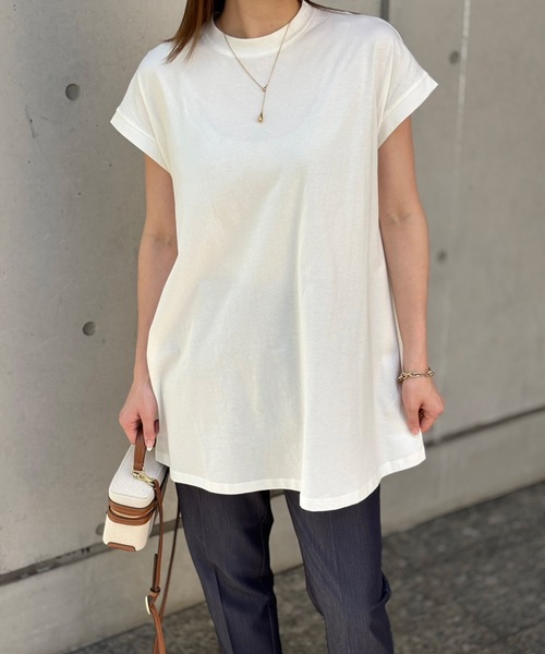 CIENA（シエナ）の「クールタッチクルーネックフレアープルオーバー（Tシャツ/カットソー・レディース・ホワイト/ブラック/チャコールグレー・FREE）」の5枚目の写真