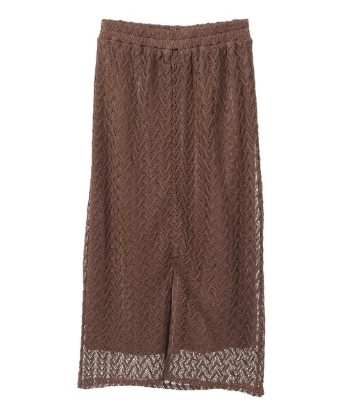 Green　Parks（グリーンパークス）の「ニットレースIラインスカート（スカート・レディース・アイボリー/グリーン/ブラウン/ブラック・FREE）」の18枚目の写真