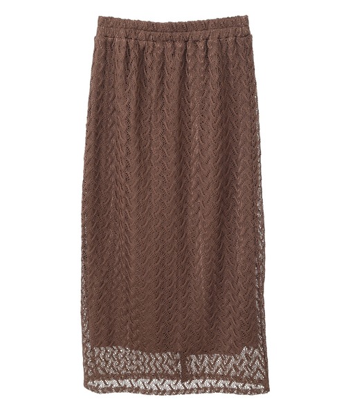 Green　Parks（グリーンパークス）の「ニットレースIラインスカート（スカート・レディース・アイボリー/グリーン/ブラウン/ブラック・FREE）」の5枚目の写真