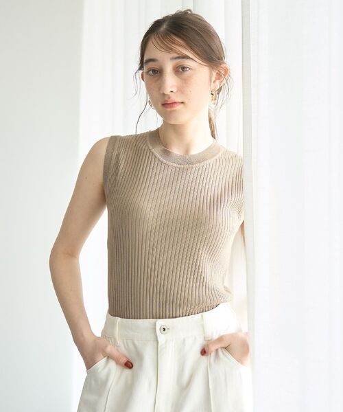 YECCA VECCA(イェッカヴェッカ)の「マシンウォッシャブルノースリーブニット(ニット/セーター・レディース・ベージュ/グリーン系その他3/ブラック/その他7・FREE)」の7枚目の写真