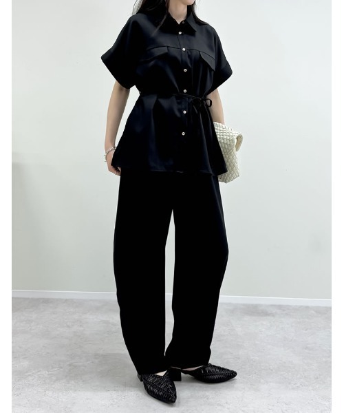 Re:EDIT（リエディ）の「[2025 SUMMER COLLECTION]リネンライク金ボタンサファリシャツ（シャツ/ブラウス・レディース・ブラウン/ブルー/アイボリー/チャコールグレー/ブラック/ベージュ・MEDIUM/LARGE）」の9枚目の写真