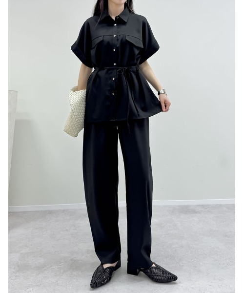 Re:EDIT（リエディ）の「[2025 SUMMER COLLECTION]リネンライク金ボタンサファリシャツ（シャツ/ブラウス・レディース・ブラウン/ブルー/アイボリー/チャコールグレー/ブラック/ベージュ・MEDIUM/LARGE）」の7枚目の写真